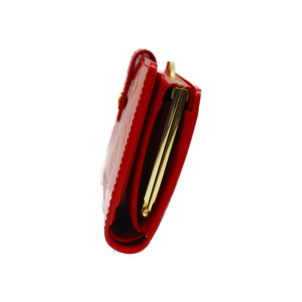 LOUIS VUITTON Porte Monnaie Viennois Vernis Red Bi fold Wallet Coin Purse - Picture 2 of 10